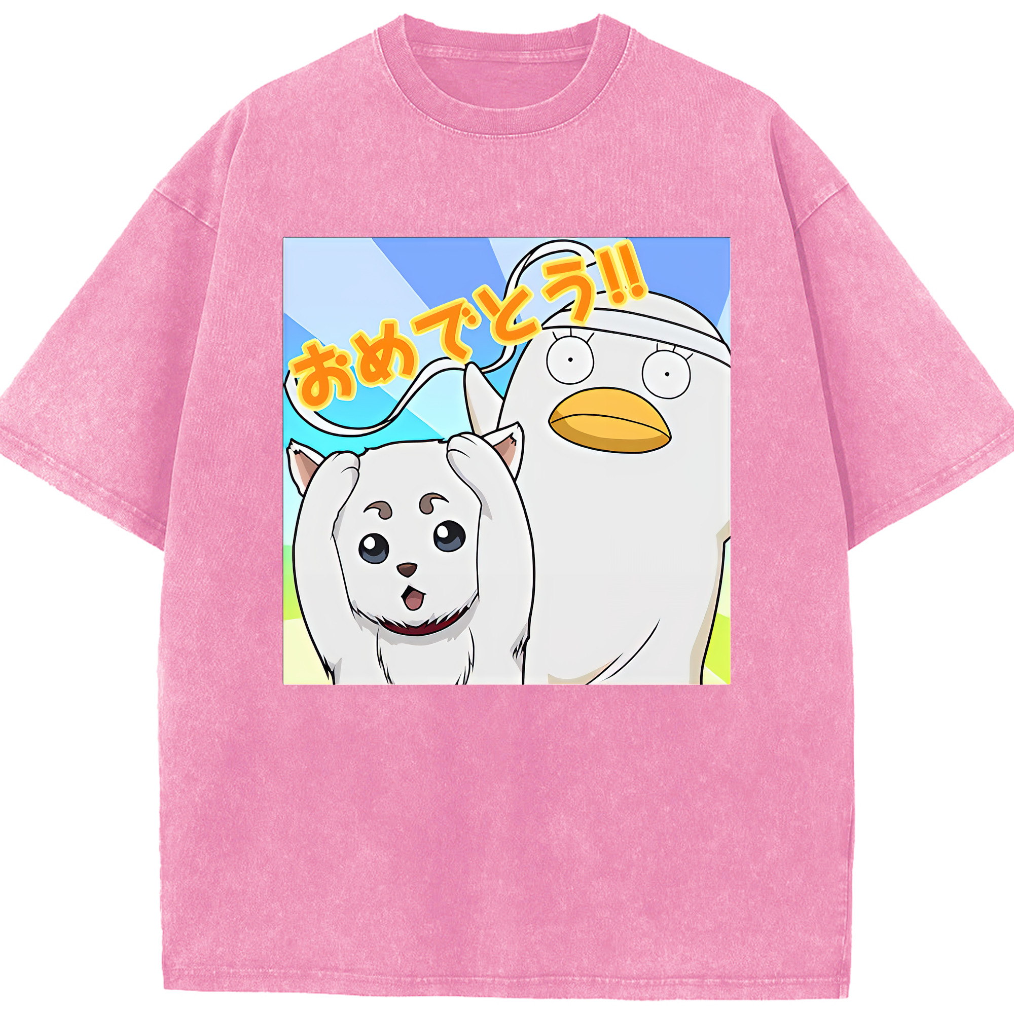（画像用） ぎんたま 坂田銀時（さかたぎんとき） 神楽 志村新八（しむら しんぱち） GINTAMA Sakata Gintoki Kagura Shimura Shinpachi 綿100% ヴィンテージ風 半袖Tシャツ（フロントプリント）